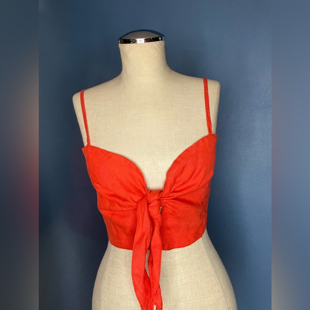 Burnt orange linen crop top